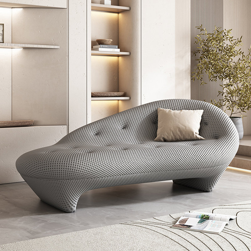 Chaise longue rembourrée Creative Simple Leisure Home, Gris clair, Accoudoir à droite (vu de face)