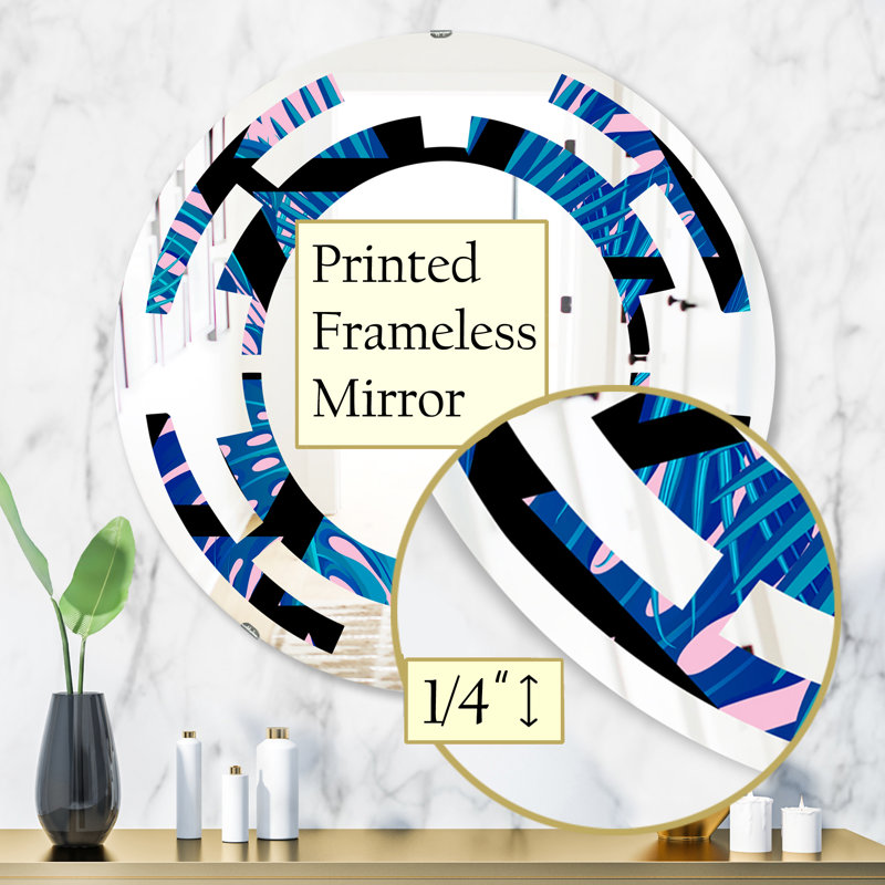 Miroir mural sans cadre à motif floral xiv, 23,6 po x 23,6 po