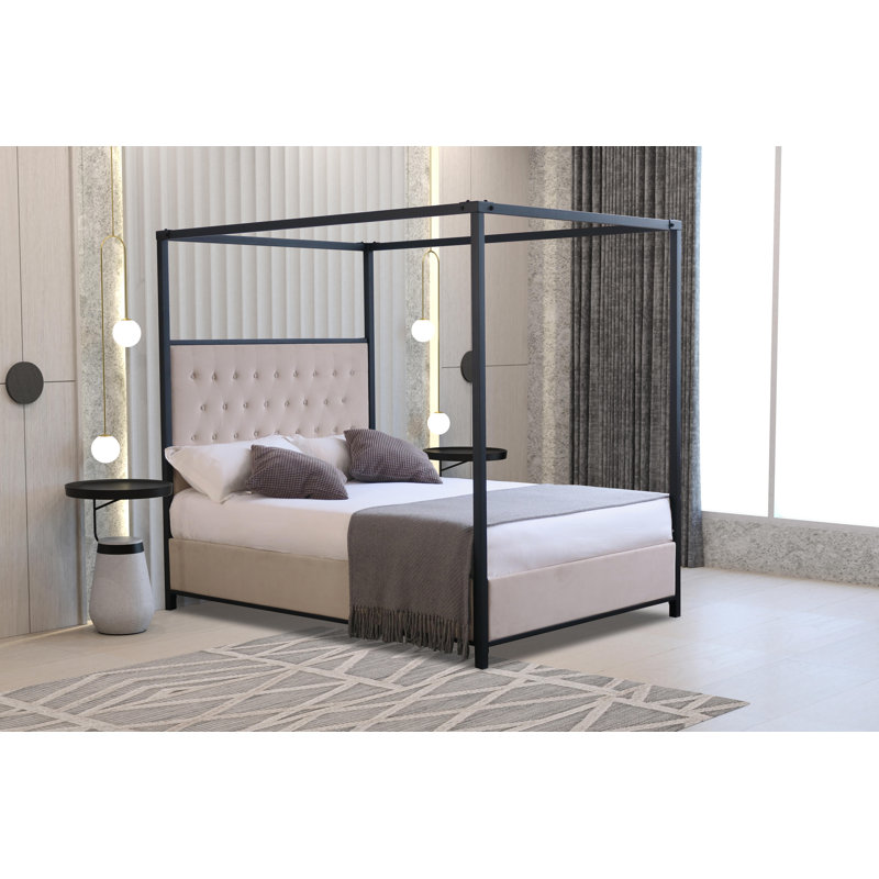 Aghadavy Upholstered Bed, Cream, Double (4'6)