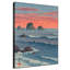 Extra Large Wall Art Fabric Print - Ocean Sunset Waves and Rock Formations Artwork Decor for Living Room or Bedroom - "Frame Assembly Required (Unfinished Frame)"-1236995195