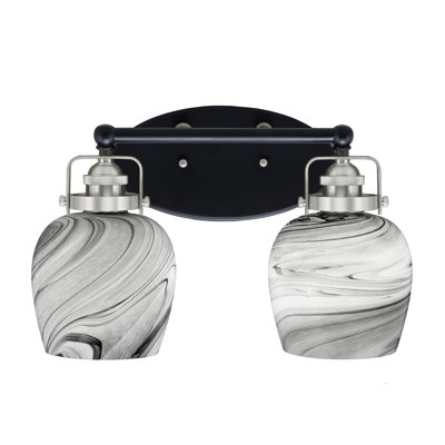 Easton 2 Light Bath Bar Finish With 6" Onyx Swirl Glass