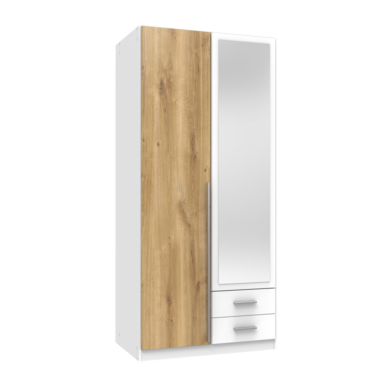 Thorwar 2 Door Wardrobe, Plank oak/White