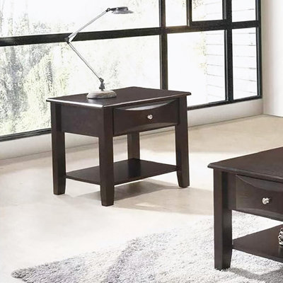 Simple Modern Look Wooden End Table Living Room Sofa Side Table Venner DrawerAnd Shelf