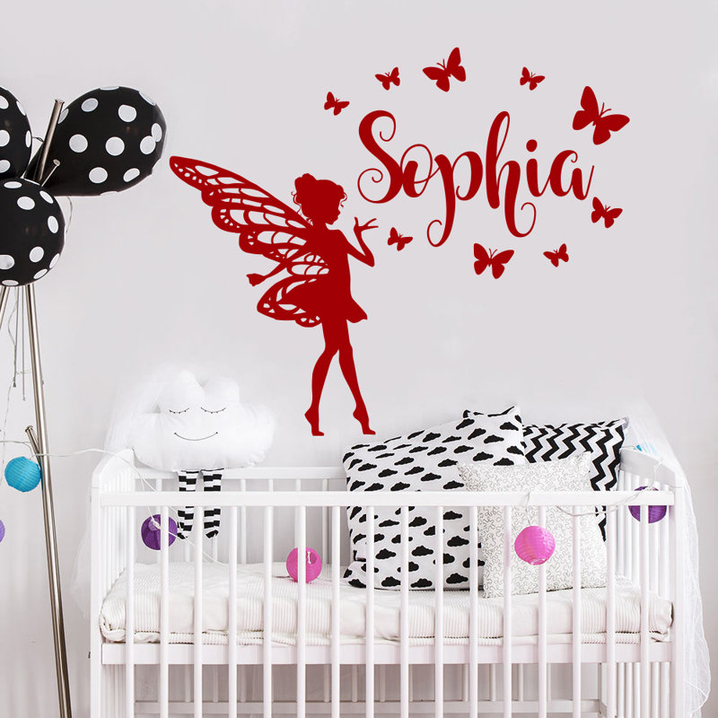 Décalcomanie murale chambre de bébé papillon, Mauve