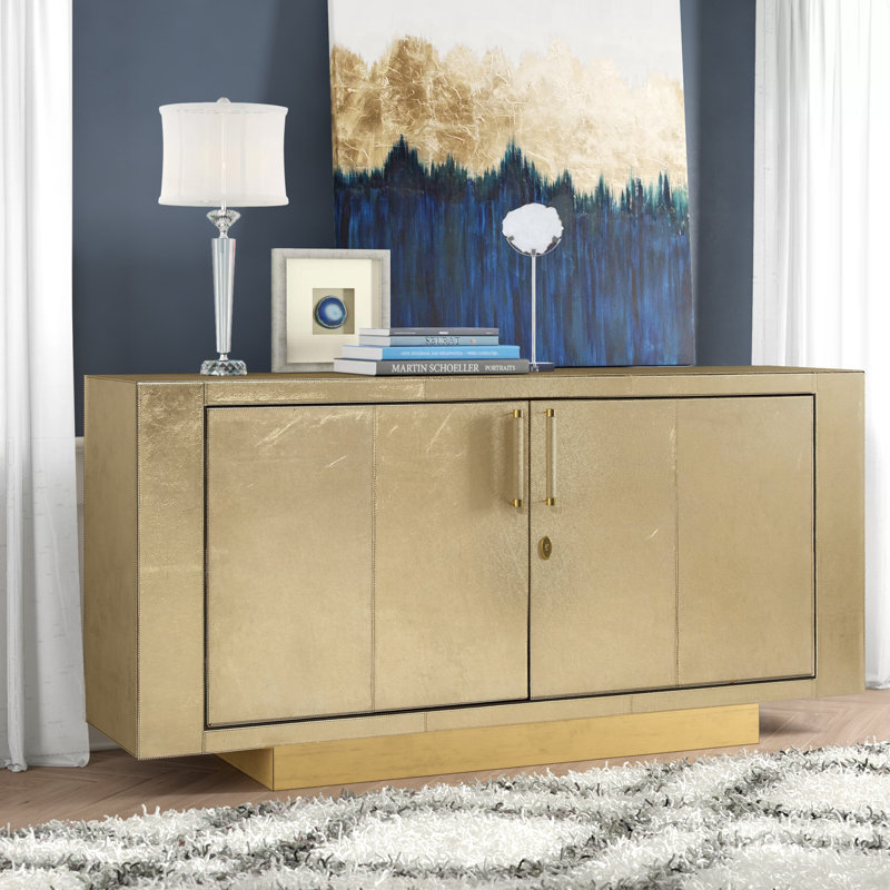 Sudie 70.5" Wide 1 Drawer Buffet Table, Gold
