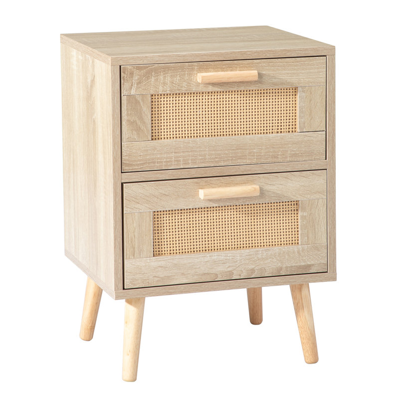 Table de chevet 2 tiroirs en brun
