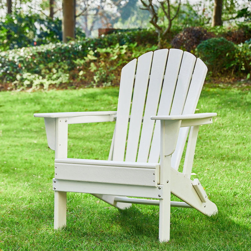 Chaise Adirondack pliante Ramonita en PEHD, Blanc