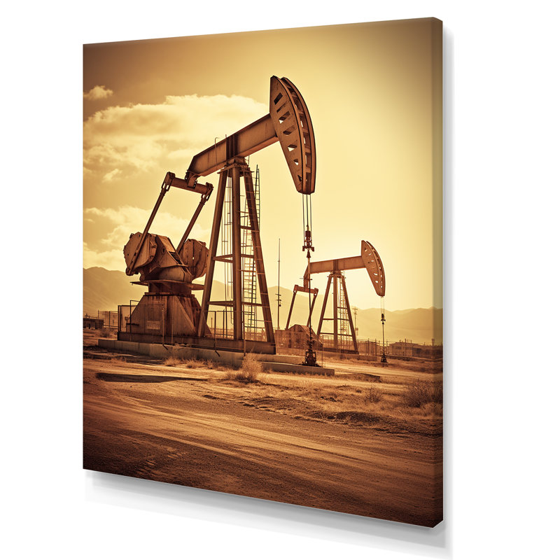 Foreuse à pétrole rétro Horizon, Toile tendue, H 32 po x l 16 po