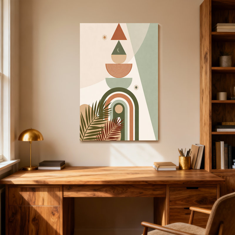 Abstract Abstract Geometric Shapes Tropical Leaves Pattern