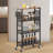 4-Tier Slim Storage Kitchen Cart With Wheels, Mobile Utility Cart With Wooden Tabletop And Mesh Baskets