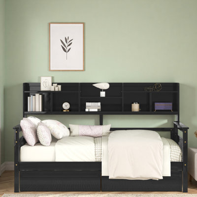 Modern Daybed With Storage Shelves And 2 Drawers