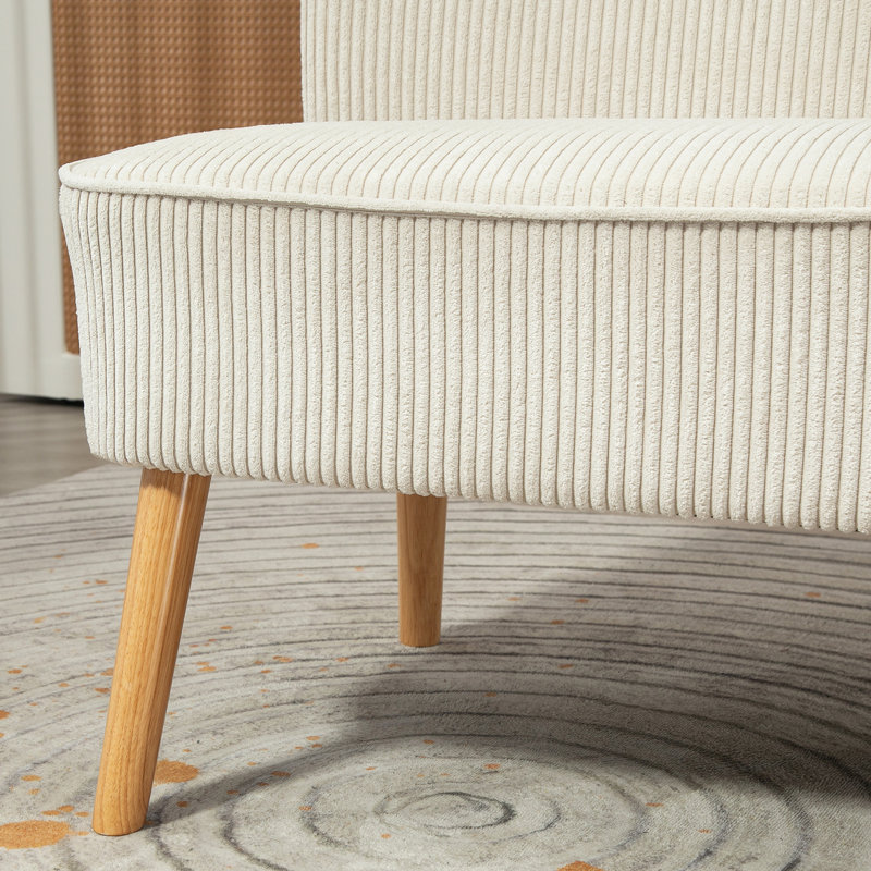 Canapé 46 po, canapé 2 places avec pieds en bois 46 po, blanc crème