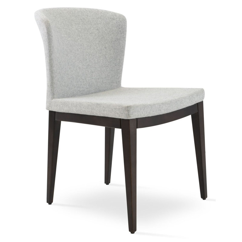 Capri Wool Solid Back Side Chair, Dark Gray, Beech Walnut
