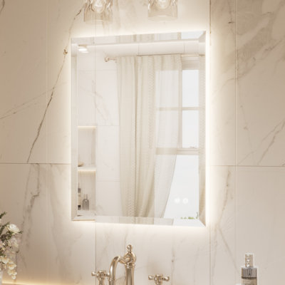 Miroir de salle de bain biseauté à rétroéclairage DEL