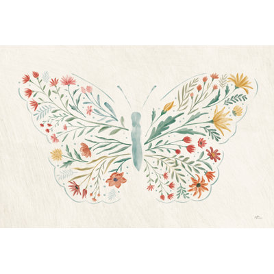 Wildflower Vibes Butterfly 1 Piece Wrapped Canvas Wall Art