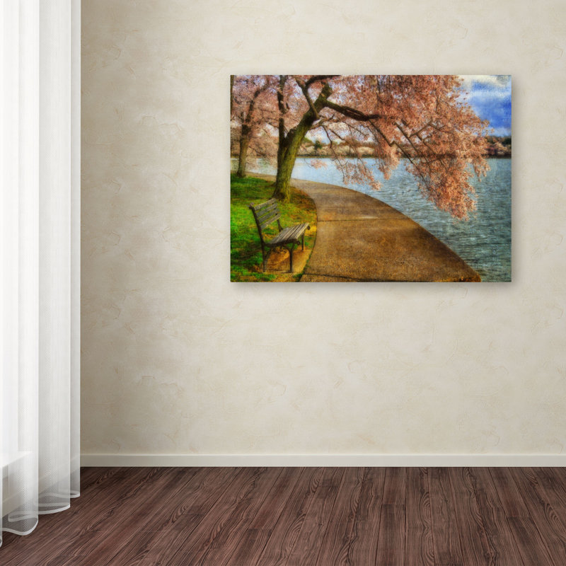 « me rencontrer à notre banc » par lois bryan, reproduction de photo sur toile, H 22 po x l 32 po x P 2 po