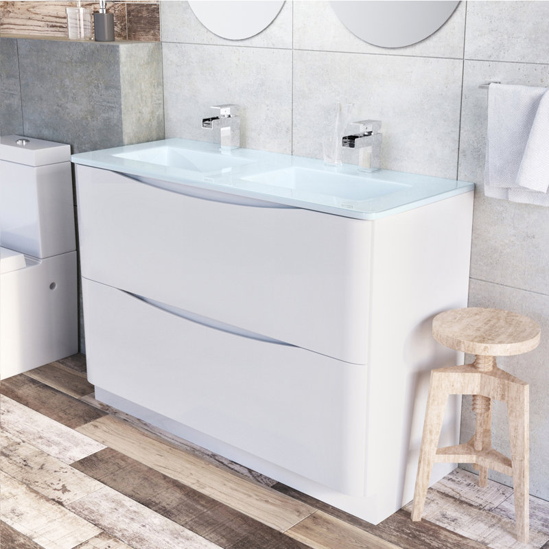 Stanhope 1200mm Single Bathroom Vanity with Undermount Glass Basin, White