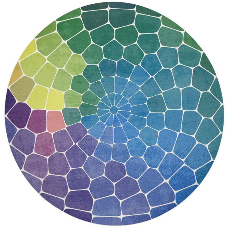 Mosaic Vegan Leather Round Pebble Placemat, Purple