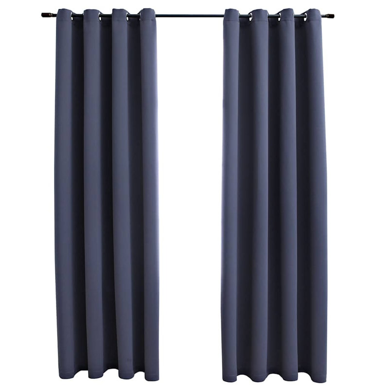 Curtains Roller Blackout Curtains Window Blinds with Rings Fabric, Anthracite, 54" W x 95" L