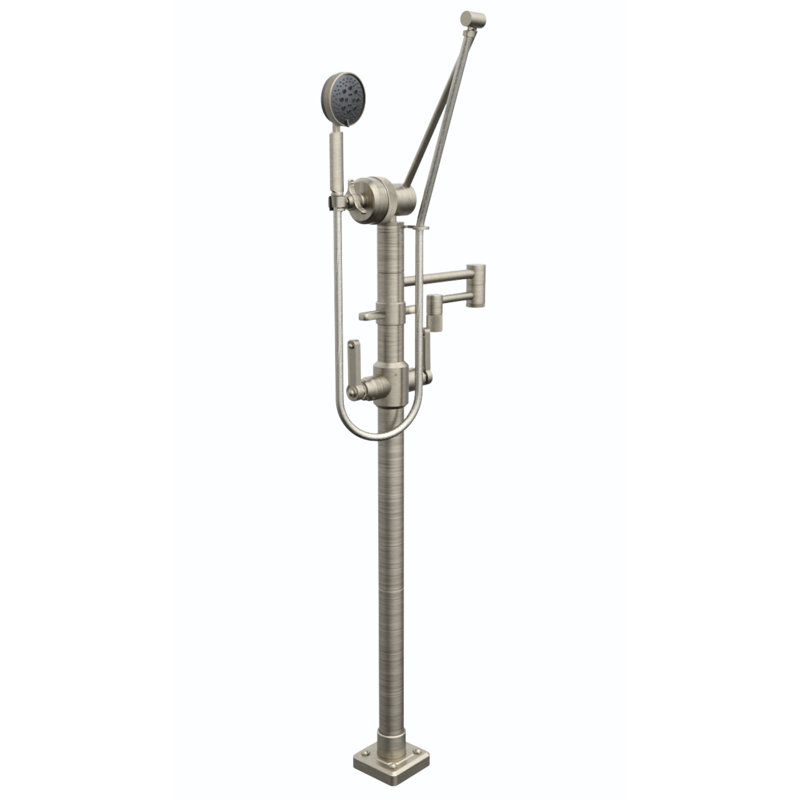 Argonaut Freestanding Tub Filler w/ Hand Shower, Satin Nickel