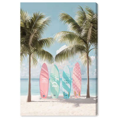 Pastel Surfboards in the Sun Canvas Trendy Coastal Print by