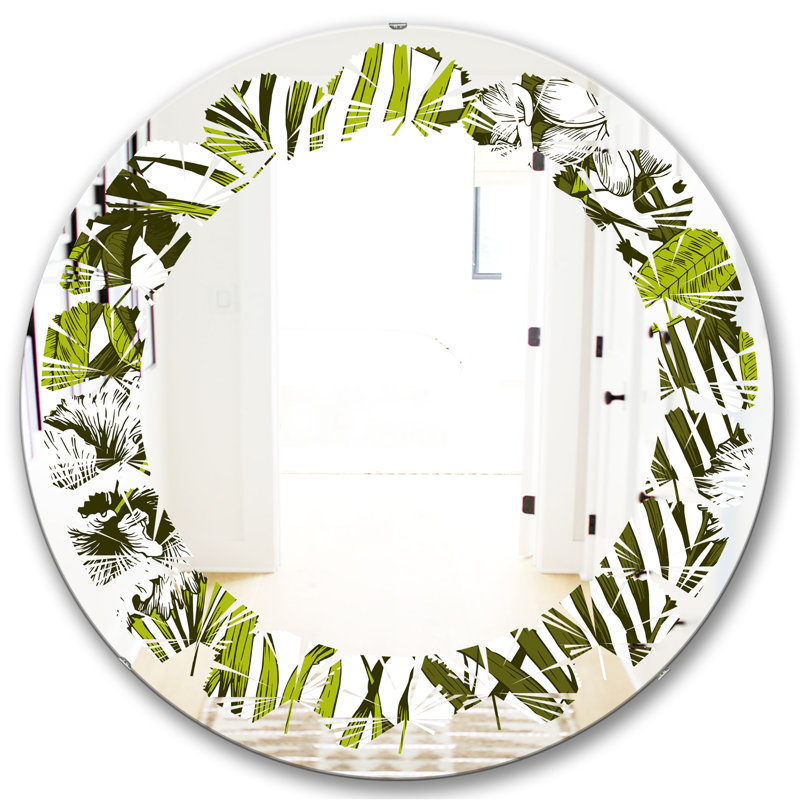 Miroir mural Palm Leaves I, H 23,6 po x l 23,6 po