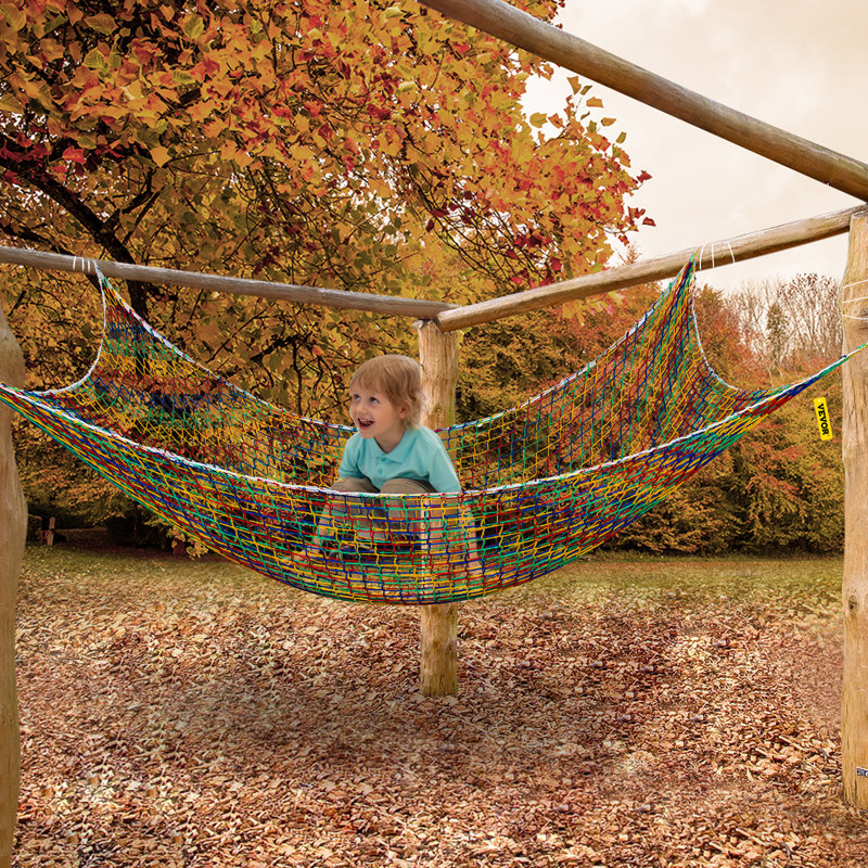 VEVOR Climbing Cargo Net Playground Climbing Cargo Net 14.8 x 10.5 ft Rainbow
