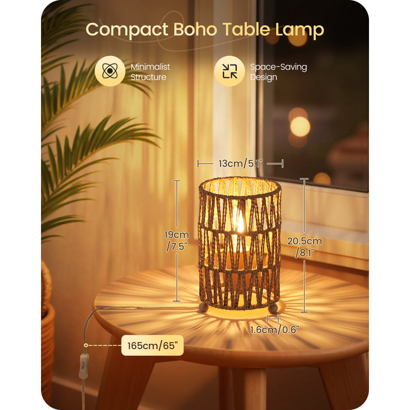 Boho Rattan Table Lamps Led Bulb Included