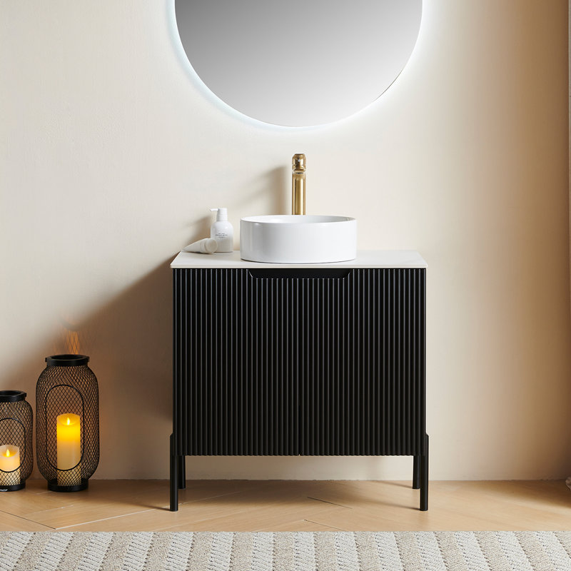 Meuble-lavabo de salle de bain 30 po avec lavabo, meuble-lavabo autoportant avec 2 portes Turio