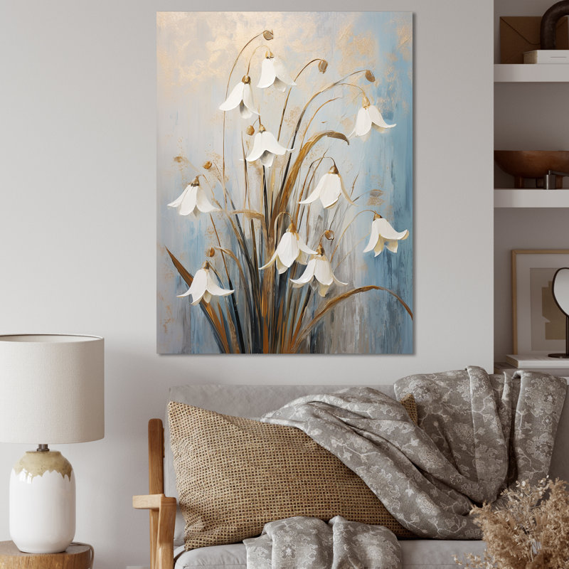 " Minimalism Snowdrop Flowers Harmony IV ", Wrapped Canvas, 32" H x 16" W x 1" D