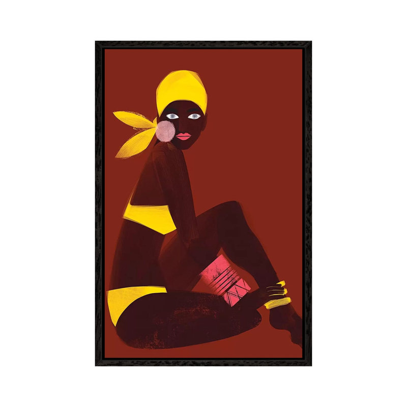 Amber Sun 1 Piece Painting on Canvas, 66.04cm H x 45.72cm W x 3.81cm D, Black Framed