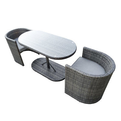 Pape Oval 2 - Person 118Cm Long Bistro Set with Cushions