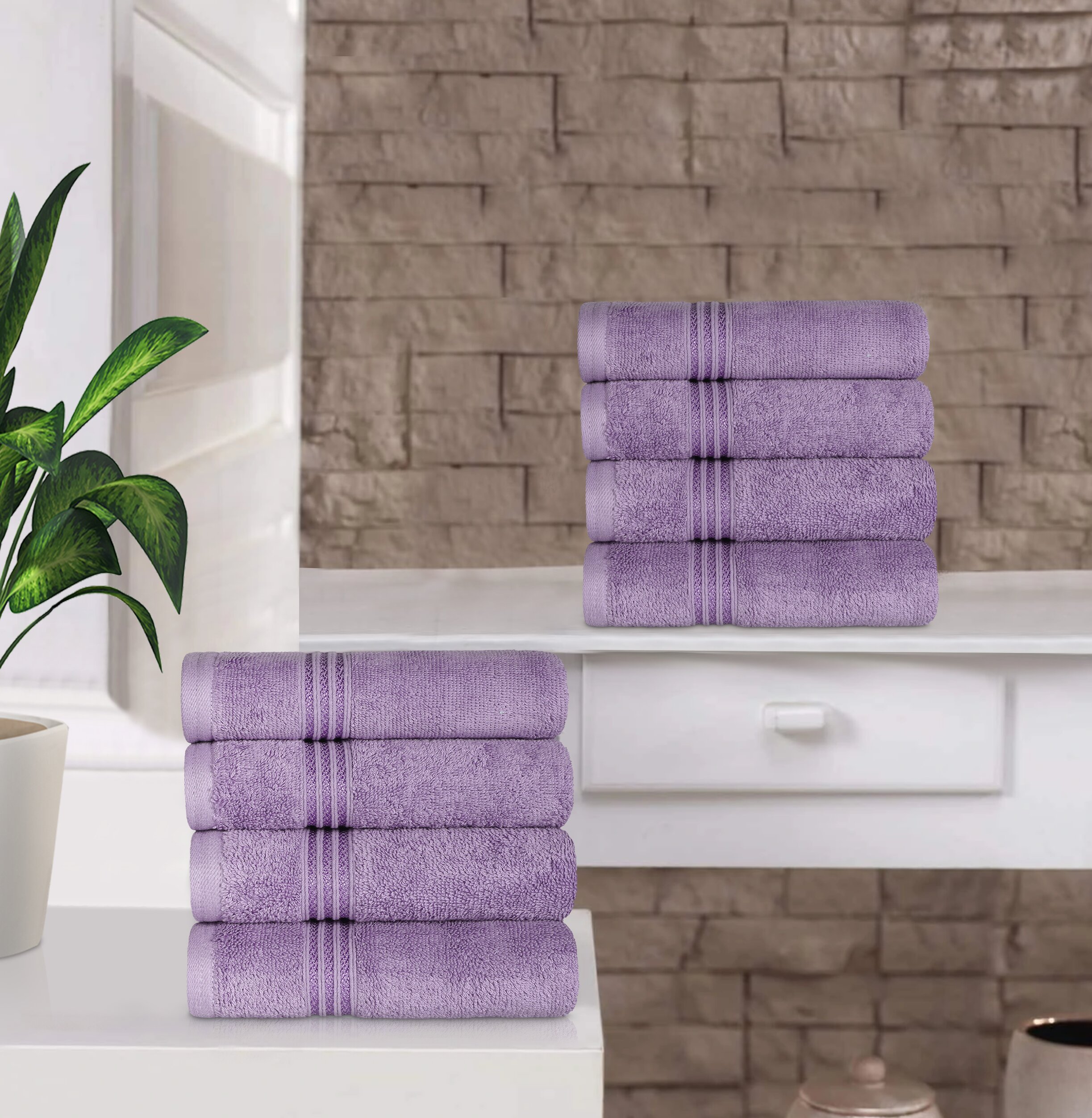 Solid Color Bamboo Towel Set, Soft High Absorbent Towel, 2