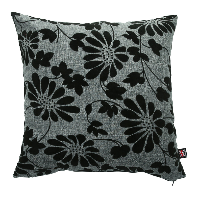 Alta Floral Square Cushion, 43cm H x 43cm W x 18cm D, Grey