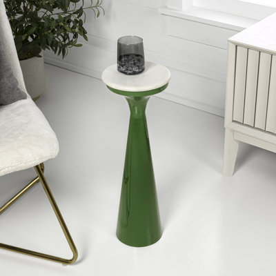Feigy 22.25" Mid-Century Glam Retro Metal Drink Table with Marble Top