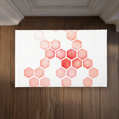 Multiple Alveoles Red Patterns Door Mat - Indoor Outdoor Decor