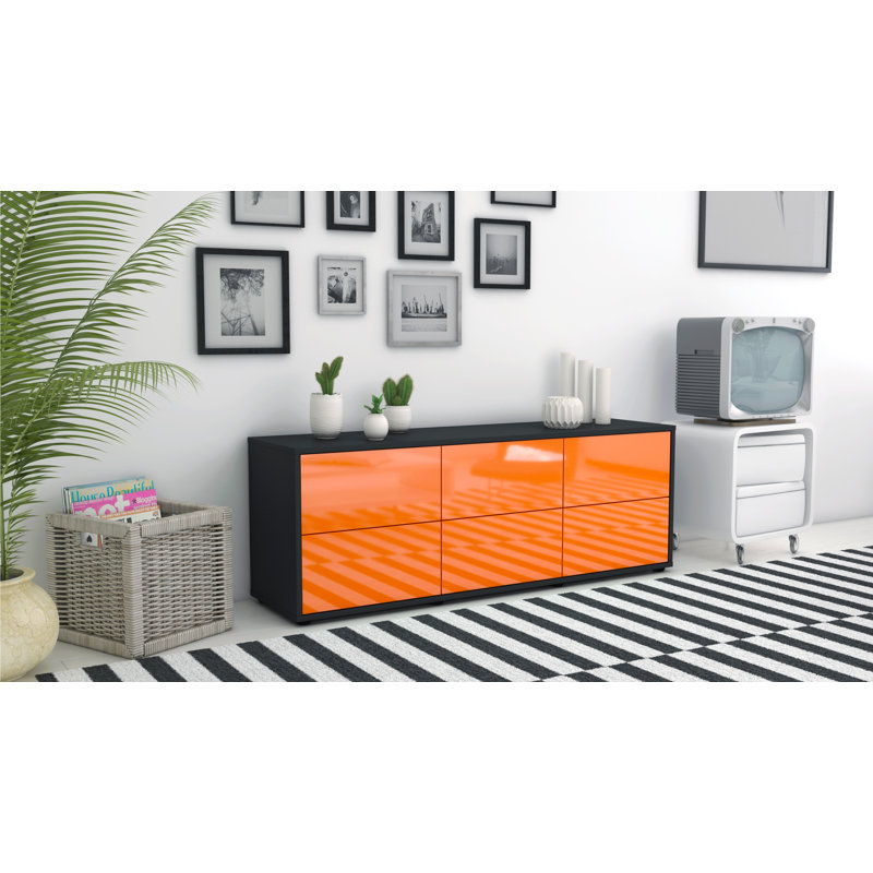 Wunderlich TV Stand, High-gloss Orange / Matte Anthracite