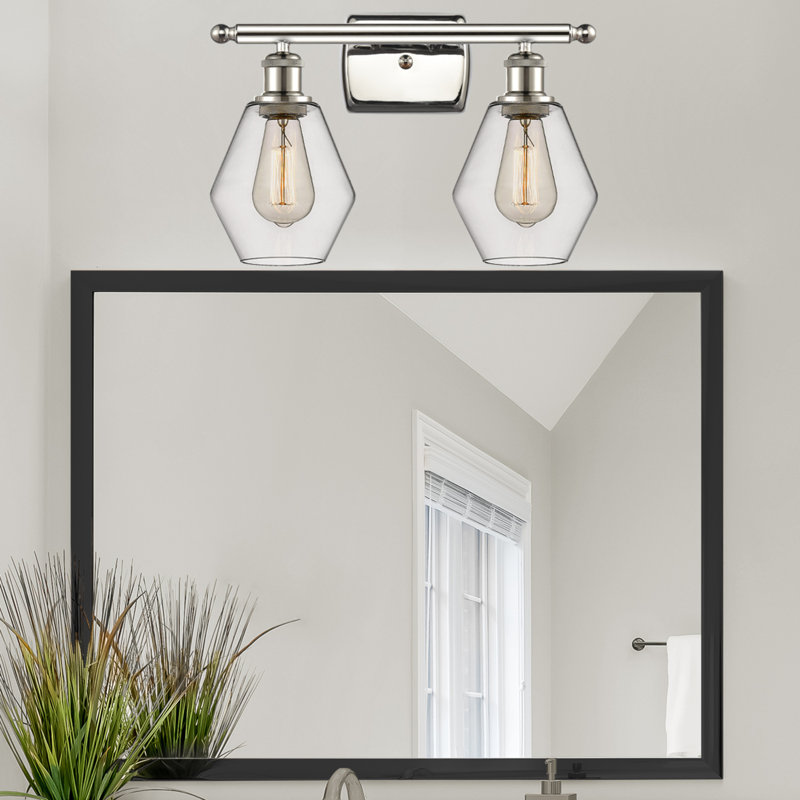 2 - Light Dimmable Vanity Light, Clear, Polished Nickel