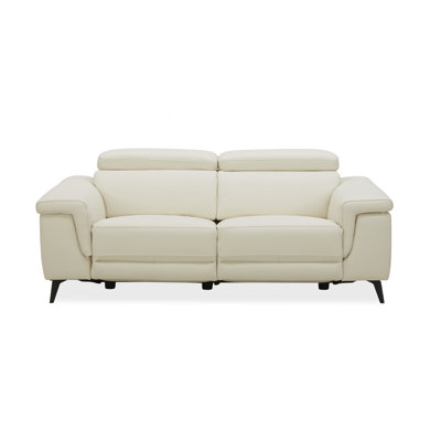 Canapé inclinable en cuir véritable avec accoudoirs coussinés de 84 po Philippa