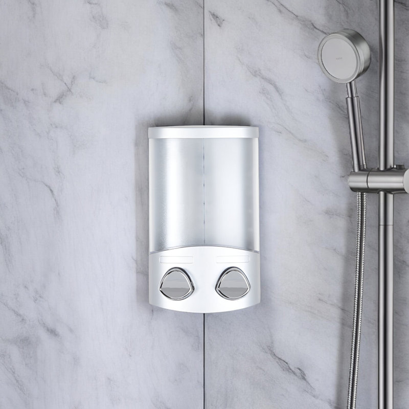 Distributeur de savon mural gris en plastique robuste à deux chambres