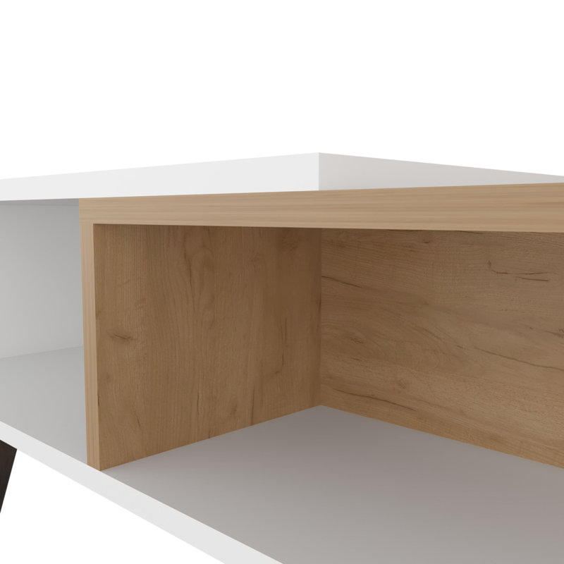 Table basse, 2 tablettes, 4 pieds