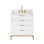 Bristol 30 In. Single Sink Carrara White Marble Countertop Bath Vanity In Pure White With Satin Gold Gooseneck Faucet
