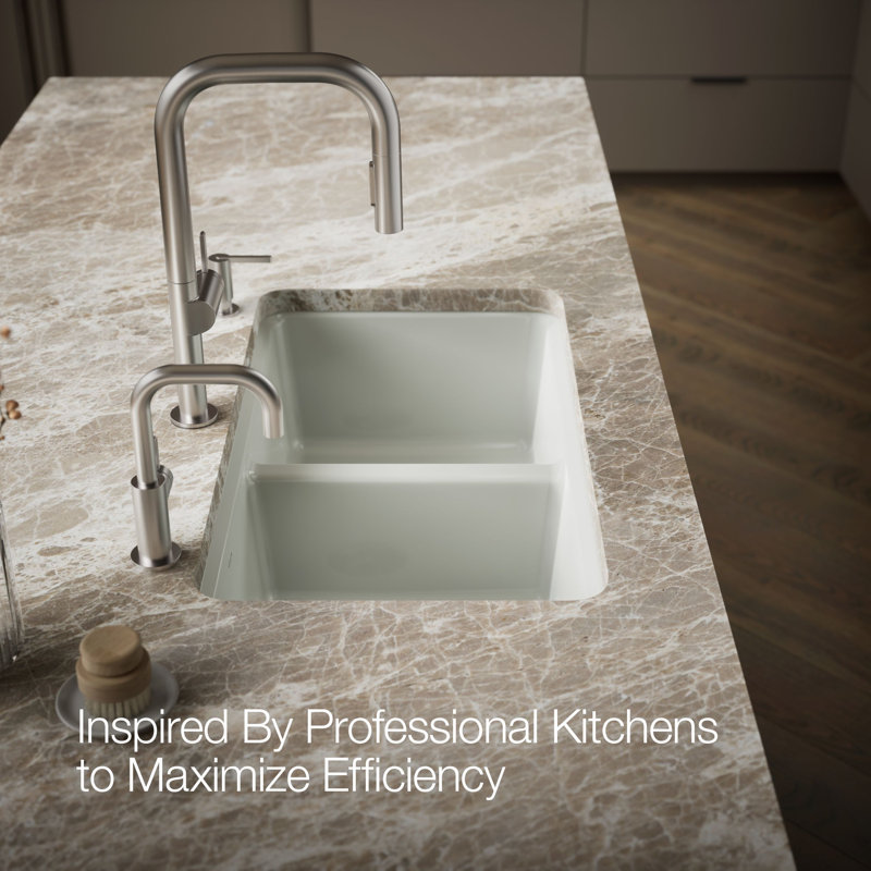 Riverby® 33" undermount double-bowl workstation kitchen sink, Sea Salt