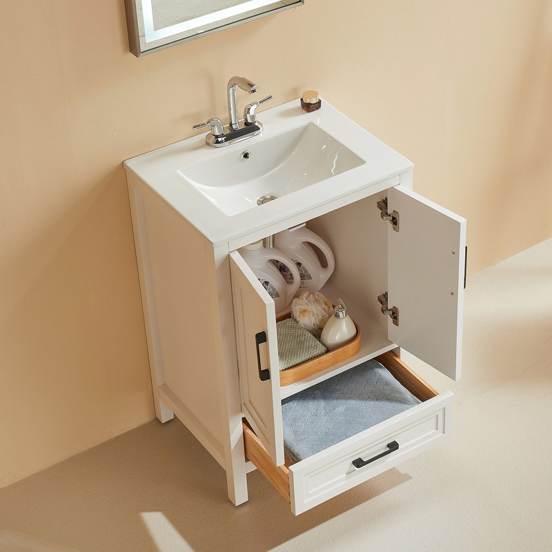 Meuble-lavabo simple autoportant de 24 po avec plateau entièrement assemblé