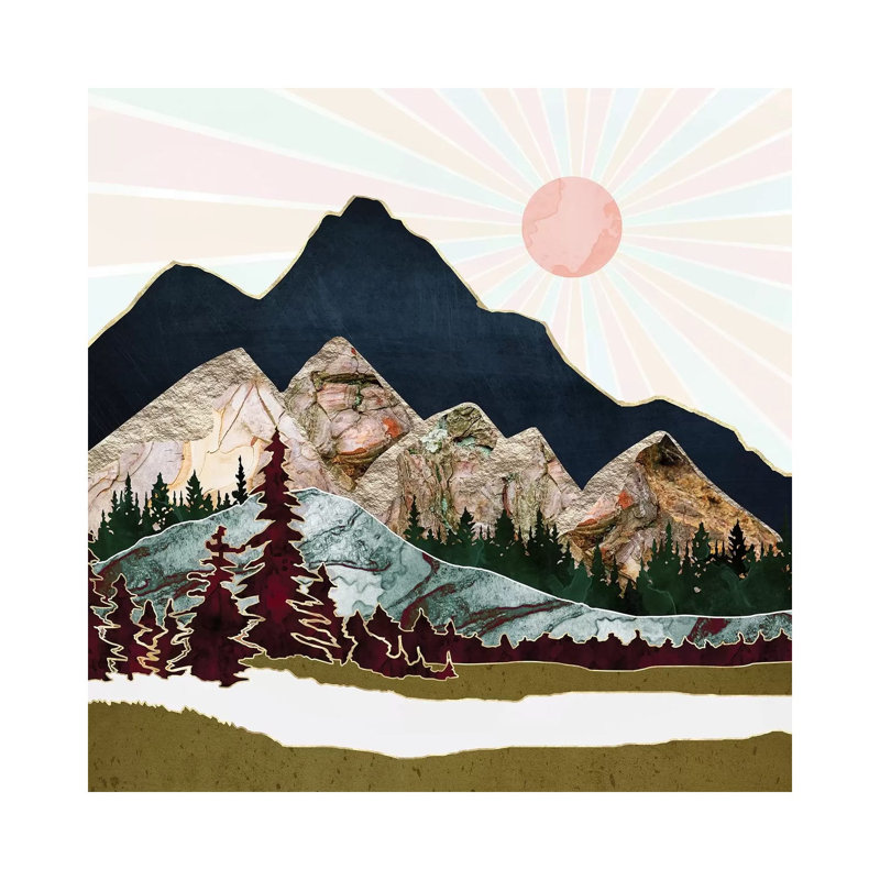 Retro Autumn Vista - Print on Canvas, 30.48 cm H x 30.48 cm W, No Framed