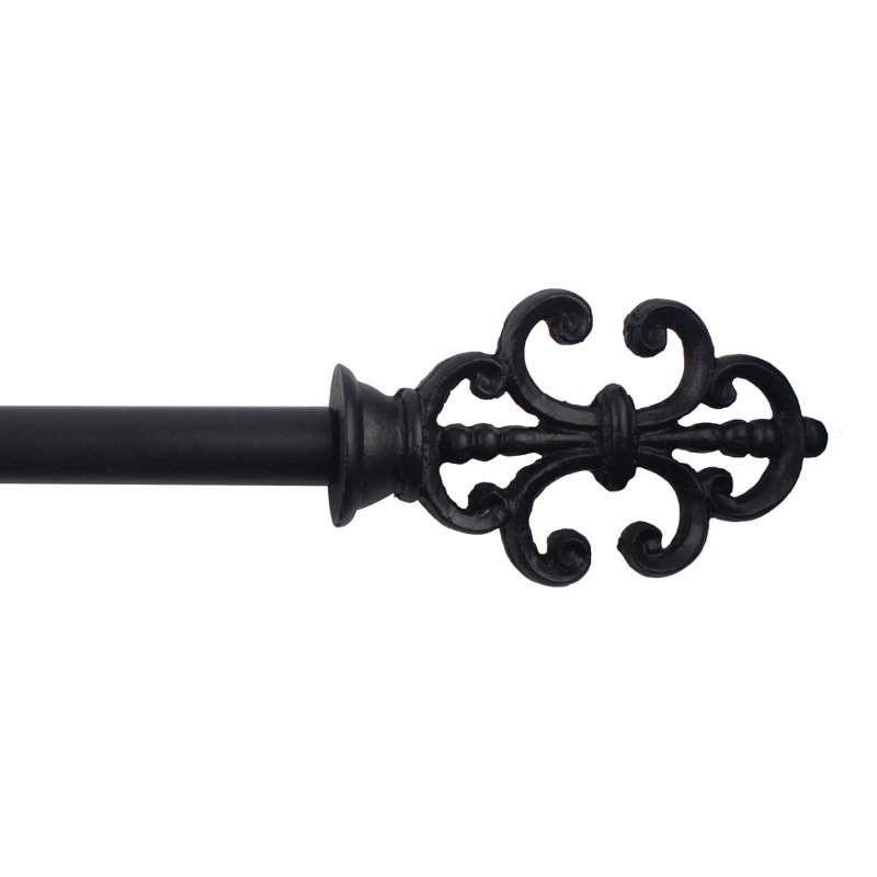 Dinkins Adjustable Single Curtain Rod, Black, 1" H x 120" W x 1" D