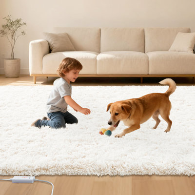 Tapis chauffant électrique – Tapis chauffant doux et moelleux pour la maison, le bureau et le salon