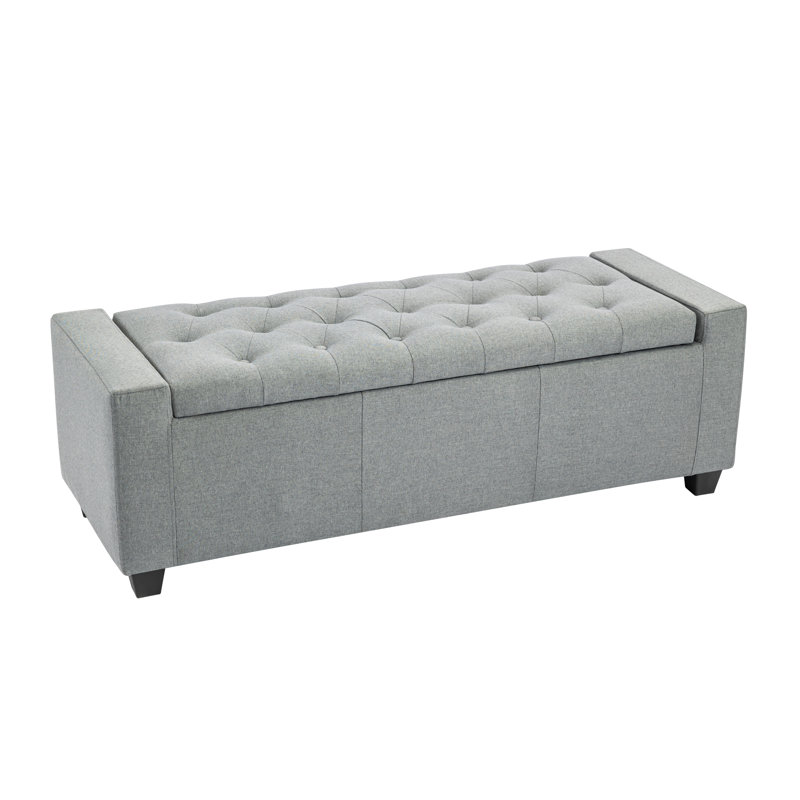 Addelina Fabric Upholstered Storage Bench, Dark Grey