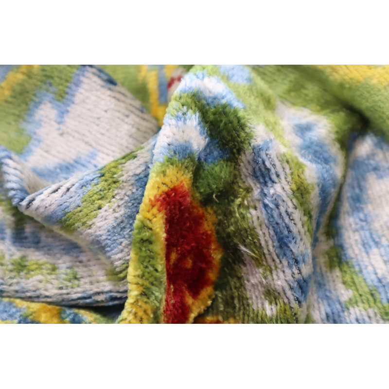 Velvet Lumbar Pillow Cover & Insert, Green/Red/Blue Paisley 1