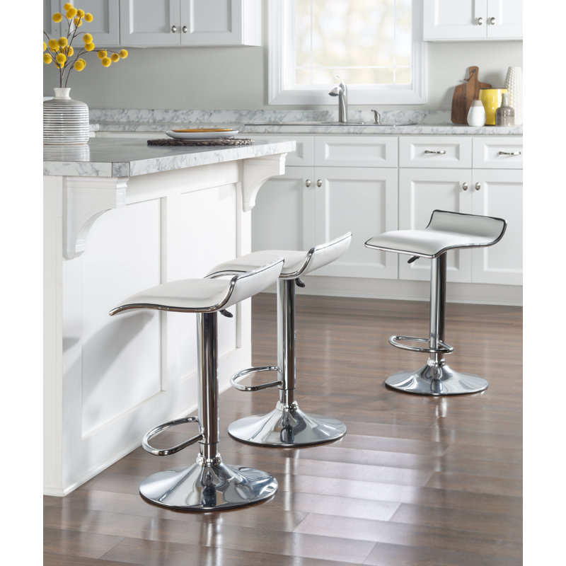 Tabouret de bar à hauteur ajustable Renea, Blanc